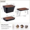 Outdoor Folding Picnic Basket with Wooden Lid - Multifunctional Storage Box for Camping or Car Use