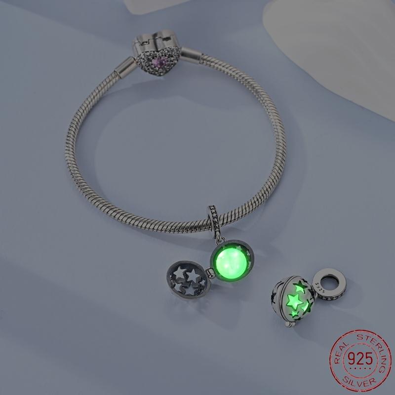 Hollow Stars Luminous Charms Bead Copper Dangle Pendant Fit Bangle Bracelet Necklace Diy Jewelry
