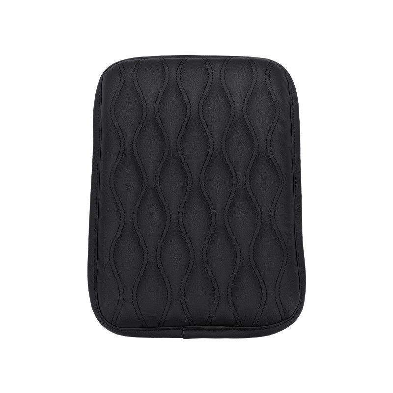 PU Leather Car Armrest Mat Center Console Wave Embroider Car Seat Box Protection Cushion Pillow Cover Protective Car
