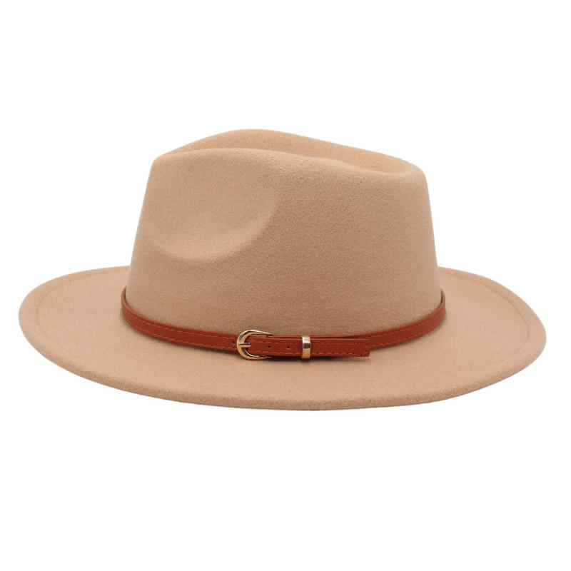 Top Hat Jazz Hat Men'S And Women'S Plush Felt Hat Wool Hat Belt Buckle Tide