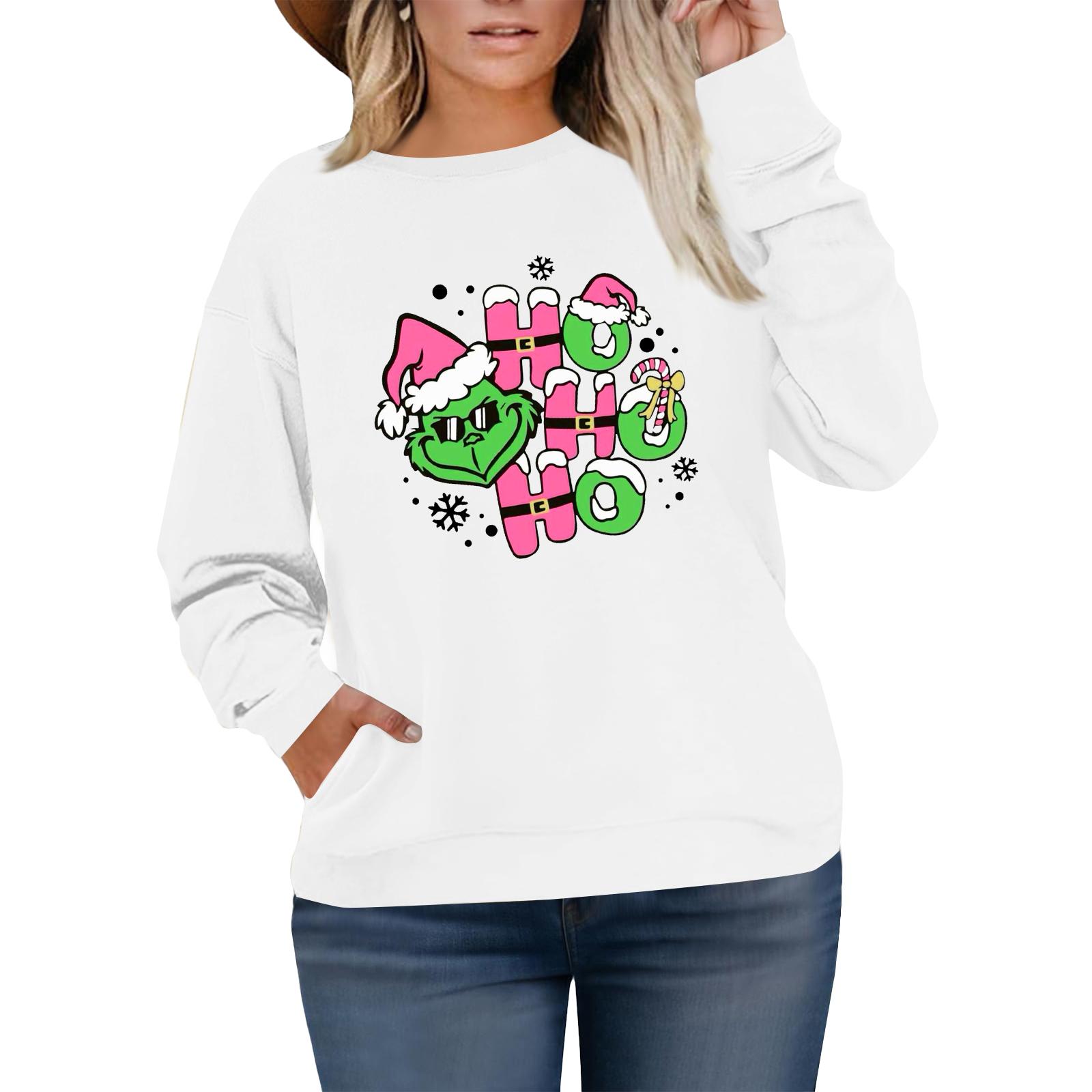 

Женский модный повседневный пуловер большого размера с длинным рукавом и принтом XL белый