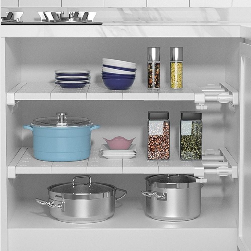 Punch-free Retractable Layers Board Adjustable Wardrobe Storage Shelf Cabinet Holders Bedroom