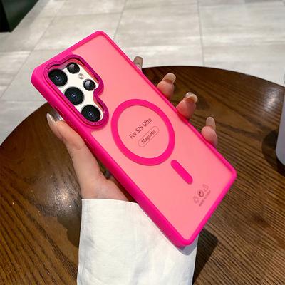 For Samsung S25u Metal Lens Frame Matte Skin Feel 2-in-1 Magnetic Phone Case Soft Silicone for Apple Magnetic