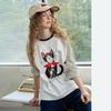 a02 Women's Casual Crew Neck Long Sleeve Cartoon Graphic Cotton T-Shirt