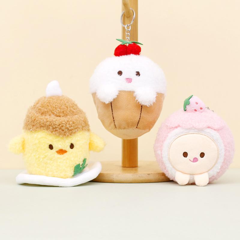 Keychain Creative Plush Doll Cute Yellow Chicken Strawberry Dessert Soft Toy