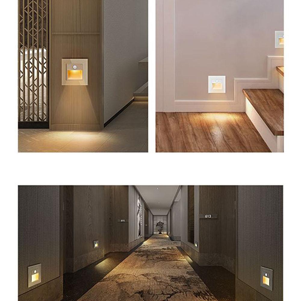 LED Bewegungssensor Nachtlicht PIR Induktion Einbau Wandleuchte Innenbeleuchtung Heimdekor Flur Treppe 220V 110V 3000K