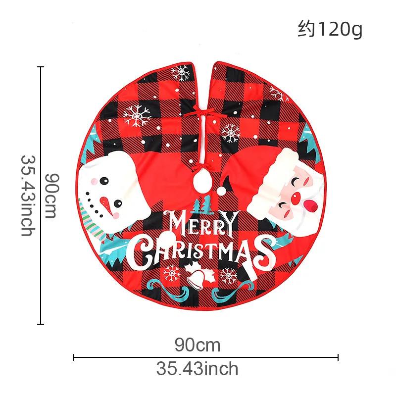 90CM Round Christmas Tree Skirt Elk Snowman Mat Christmas Decoration Parlor Carpet Home Decorations Christmas Tree Foot