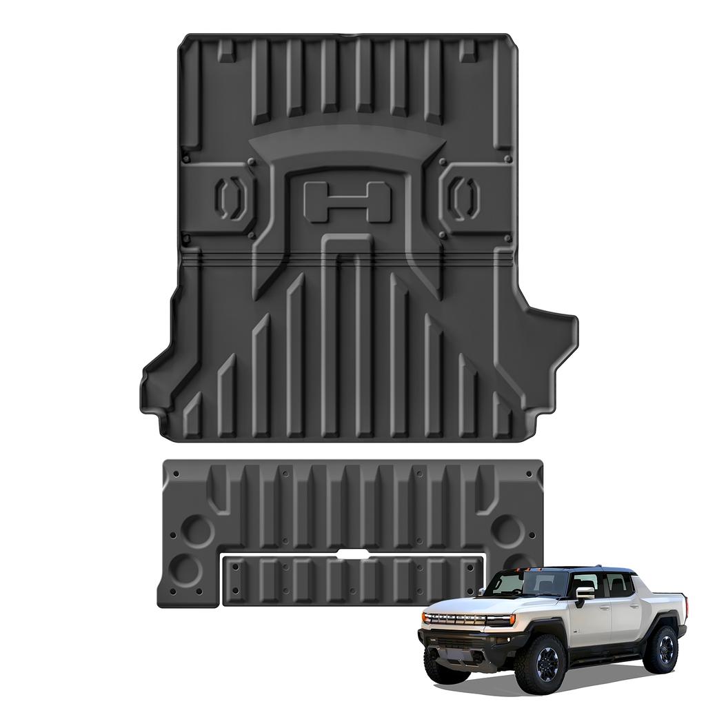 for GMC Hummer EV 2025-2025 Car Front Rear Trunk Mats Truck Bed Liner Pad TPE 3D All Season Protection Black