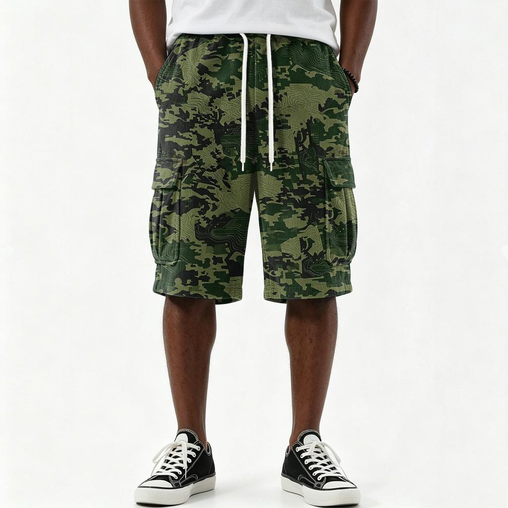 Men's Casual Print Drawstring Shorts with Pockets, 5 Inch Inseam