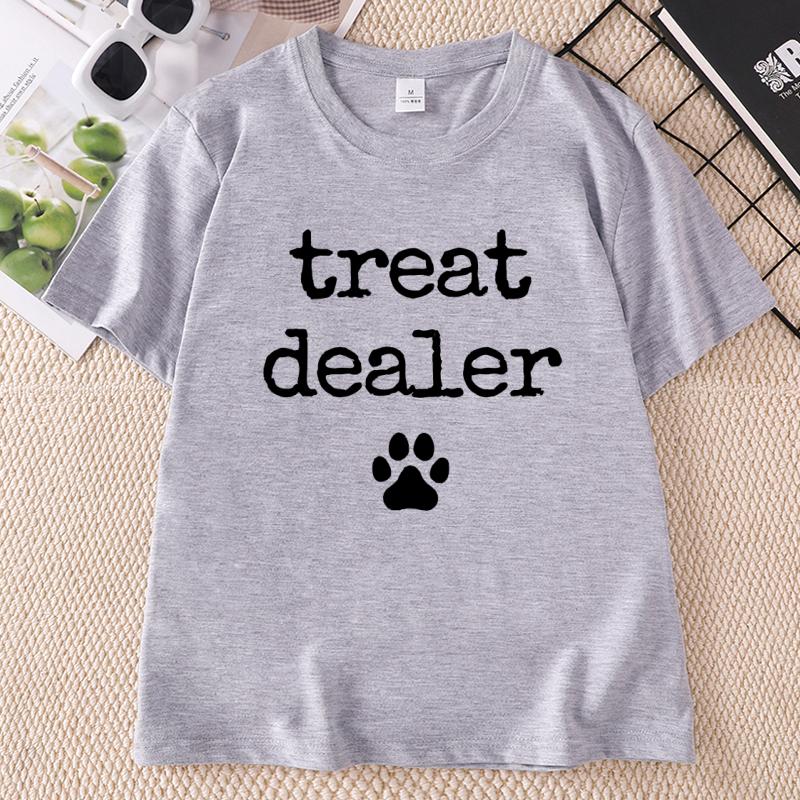 Playful Treat Dealer TShirt Paw Print Design T Shirt Casual Round Neck Printed TShirts for Unisex and Unisex Dog Lover Clothes