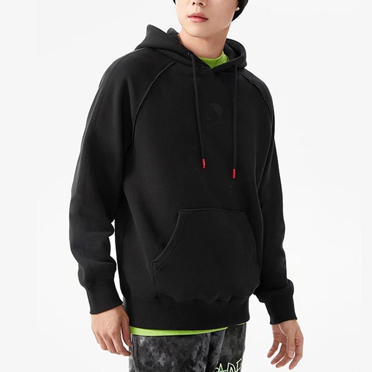 Li-Ning Sports Basketball Series Letter Print Loose Fit Hoodie Pullover Long Sleeve Sweatshirt Unisex Tops Black AWDS103-1