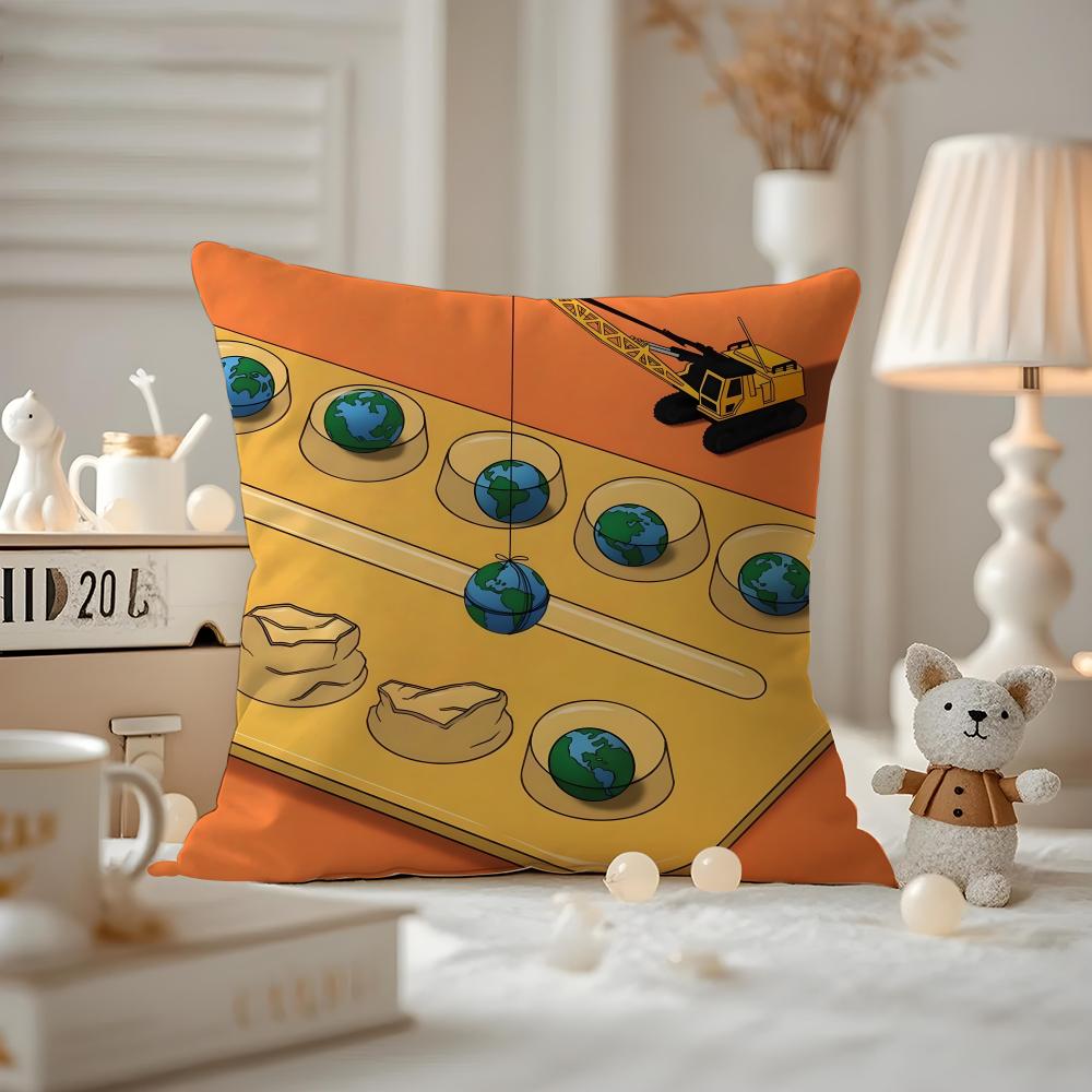 Abstract Funny Illustration Cushion Cover Anti-dustmite Pillowcase Invisible Zipper Silky Short Plush Sofa Cushion Cover