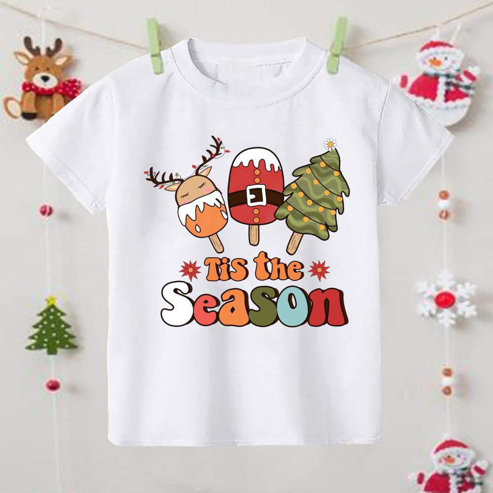 Its The Most Wonderful Time of The Year Print Kids Shirts Christmas Party Boys Girls Outfit Holiday Child Tshirt Xmas Clothes