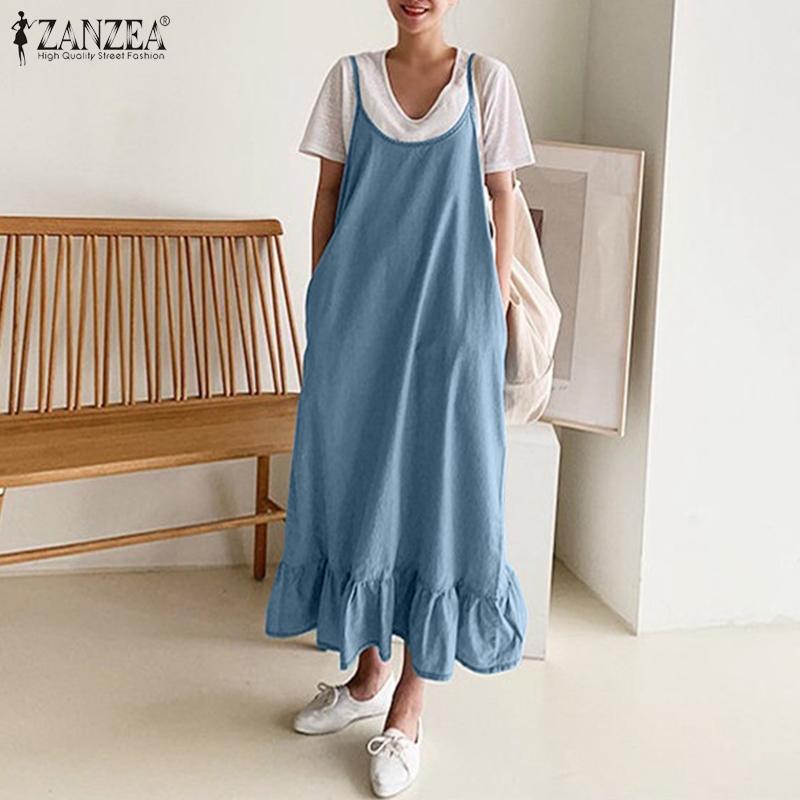 

ZANZEA Женский повседневный комбинезон без рукавов с лямками Платье