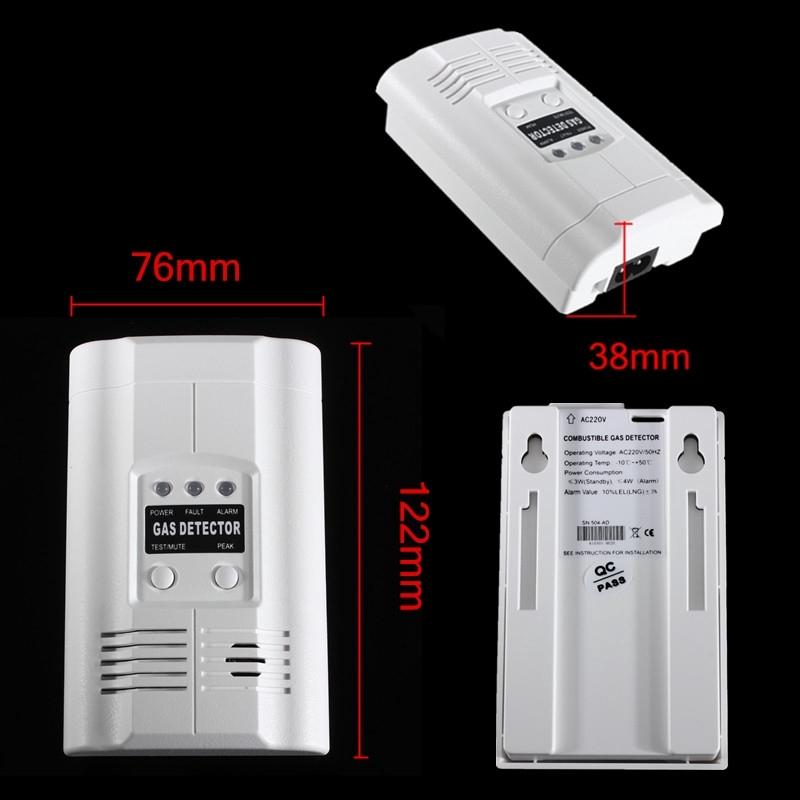 AC 220V/50HZ Carbon Monoxide Propane LPG LNG Gas Leak Tester Sensor Warning LED Warning Light Alarm Detector Home Security