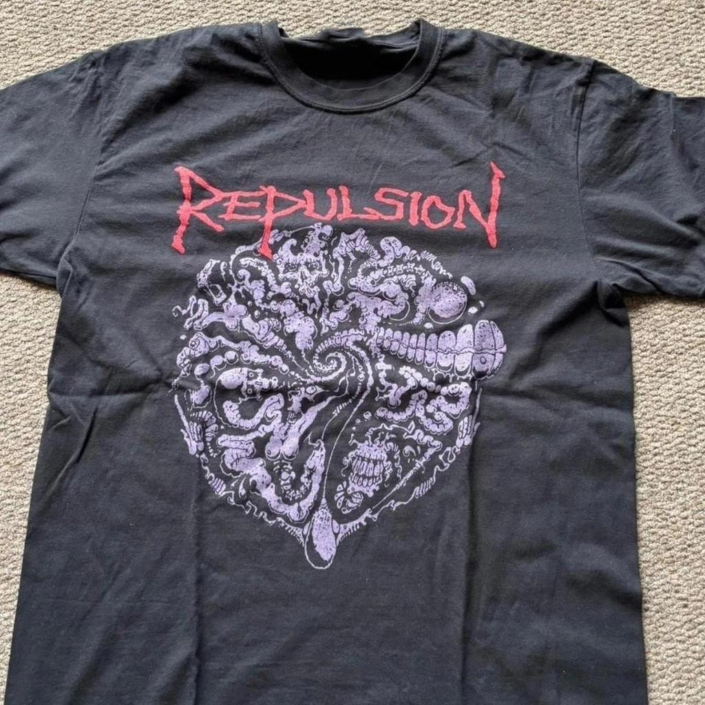Rare Repulsion Metal Band T-shirt Remake Black Tee Unisex Cotton BL1455