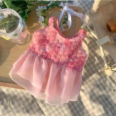 Vestido de Perro Primavera Verano Ropa para Cachorro Gato Vestido de Boda Rosa para Mascotas Falda para Mascotas para Perros Pequeños Medianos Perro Oso Pomerania Gato Falda