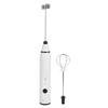 Piccola frusta elettrica portatile, mini schiumatore per caffè, latte, cioccolata calda, ricarica USB, bianco
