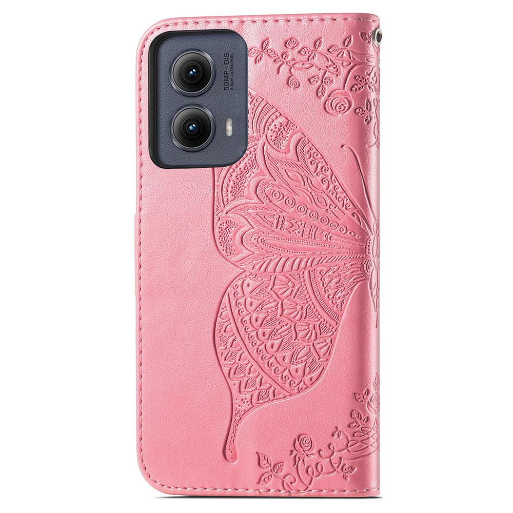 For Motorola Edge (2024) 5G Case PU Leather Wallet Phone Cover Butterfly Pattern