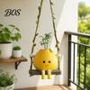 Fresh Home Wall Accents Cute Swinging Lemon Hanging Ornament, Smiling Figurine, Resin Swing Cartoon Face Decor Decor, Boho Art for Bedroom Balcony