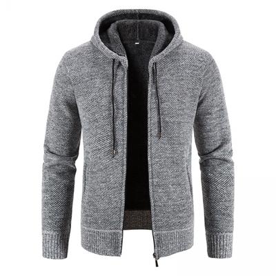 2024 Winter Thick Cardigan Mens Sweater Zipper Hooded Fashion Warm Slim Fit Knitted Sweater Male Fleece Hoodies Coats Men M-4Xl