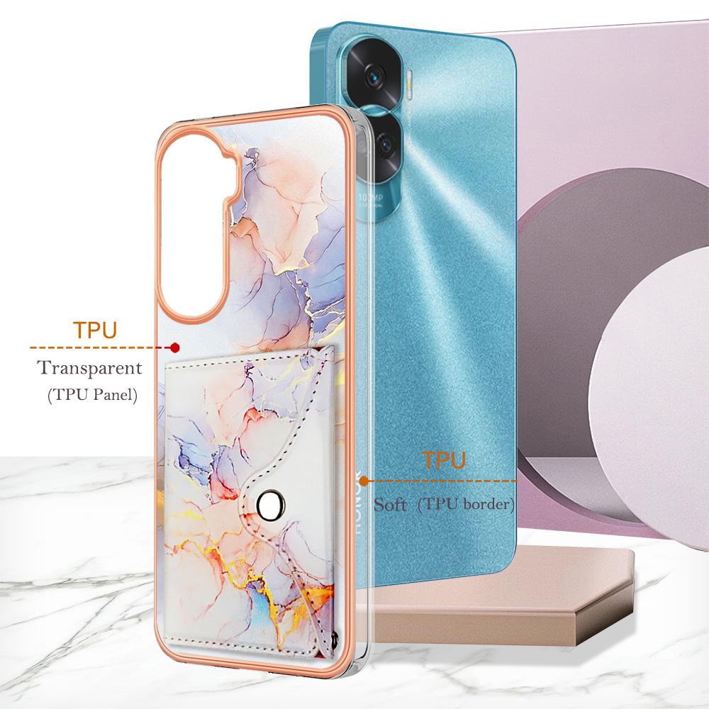 YB Leather Coating Series-9 for Honor 90 Lite 5G/X50i 5G Case Card Slot Kickstand PU+TPU IMD Phone Cover