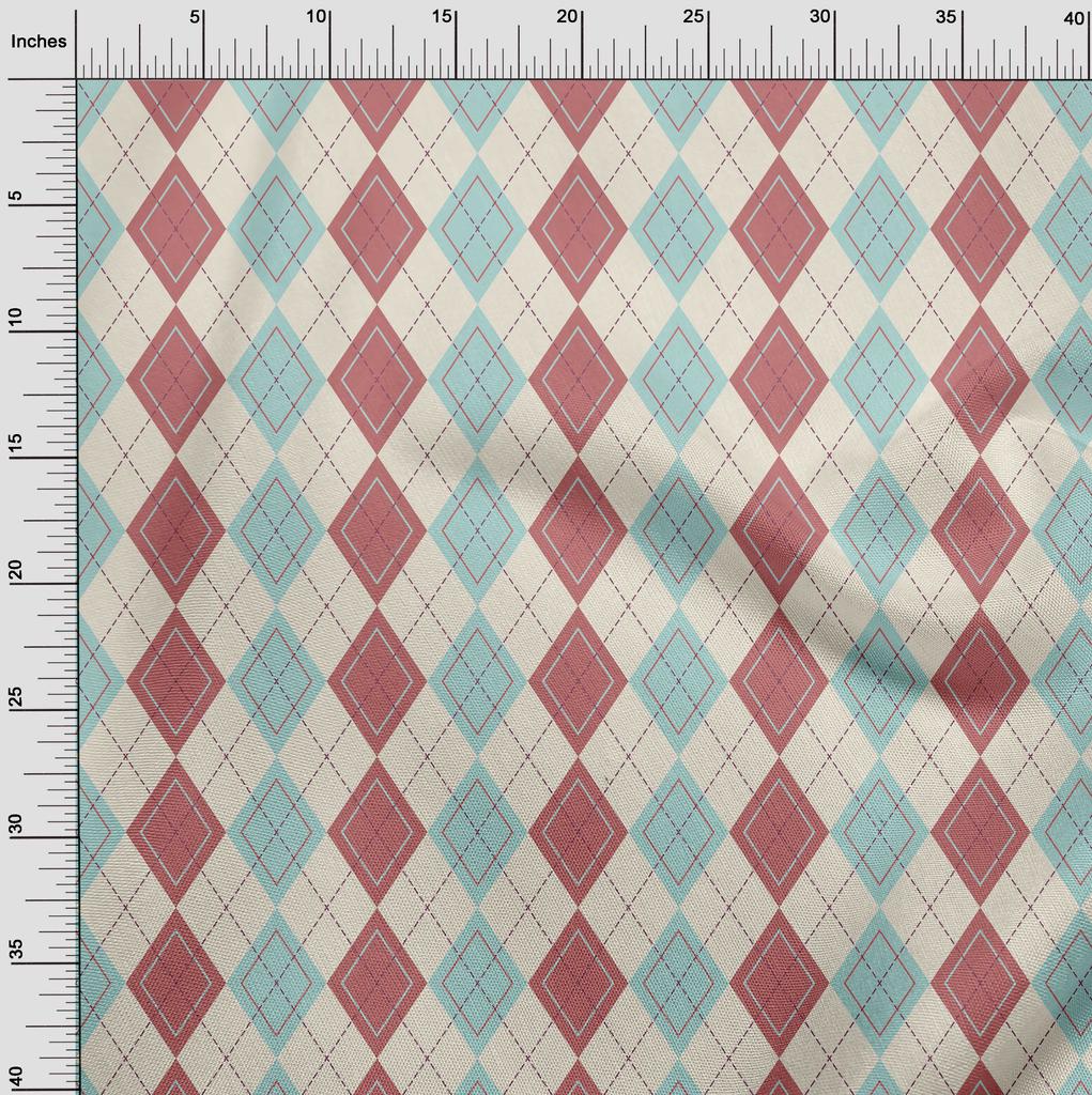 oneOone Cotton Flex Dark Rose Brown Fabric Argyle Quilting Supplies Print Sewing Fabric By The Yard 40 Inch