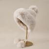 Imitation Fur Shows The Face with Small White Rabbit Fur and Velvet Lei Feng Hat for Women In Winter Cycling Warm Windproof Ear Protection Ski Hat