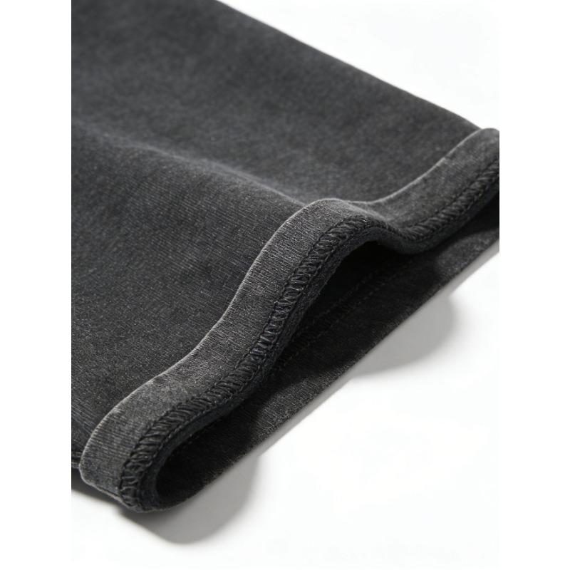 Men's Oversized Washed Gray T-Shirt Vintage Crew Neck Short Sleeve Casual Basic Top