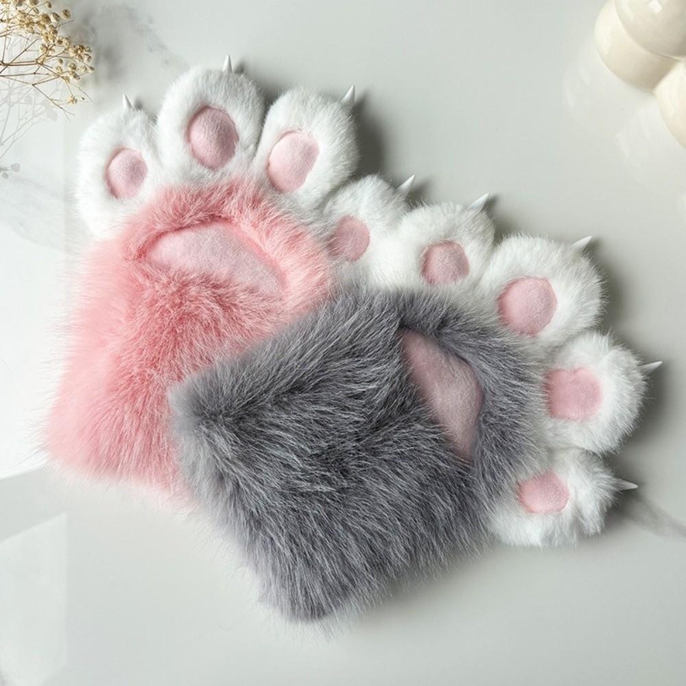 Furry Cosplay Costume Gloves Thicken Cat Claw Mittens Cute Plush Cat Paw Gloves Cosplay Props