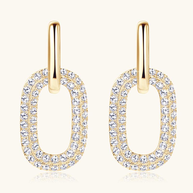 Elegant Moissanite Paperclip Dangle Earrings - Women's Silver Jewelry with Chic, Modern Design