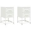 VidaXL Bedside Tables 2 Pcs White 36x39x60.5 Cm Steel, Cabinet, Side Cabinet, Phone Stand, Bedside Table 846469