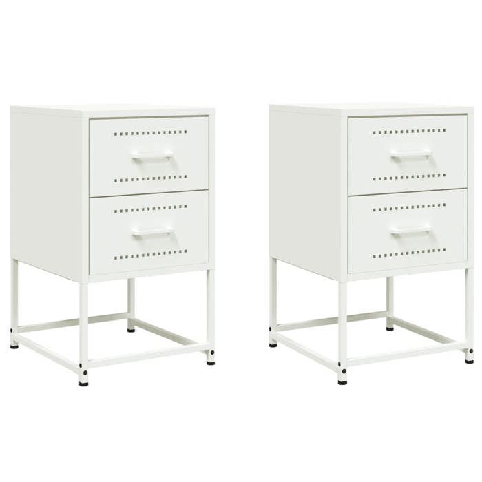 VidaXL Bedside Tables 2 Pcs White 36x39x60.5 Cm Steel, Cabinet, Side Cabinet, Phone Stand, Bedside Table 846469