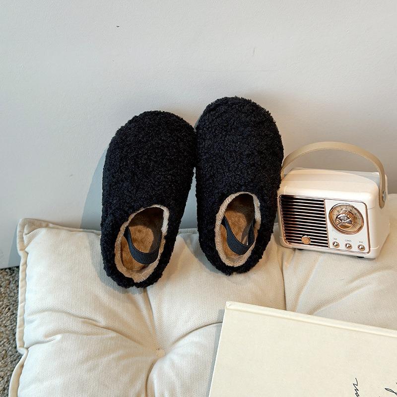 Children's Cotton Slippers Fleece Plush Shoes Girls Cotton Shoes New One-pedal Slippers Baby Classmate