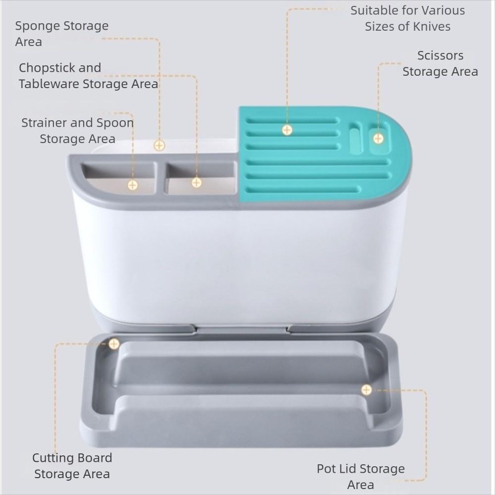 Space Saving Multi Kitchen Cutlery Holder Large Capacity Integrated Drainer Organizer  Kitchenware