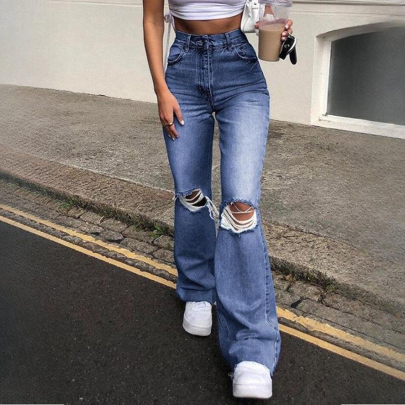 

GMXIA Винтажные эластичные облегающие брюки-клеш с высокой талией L темно-синий