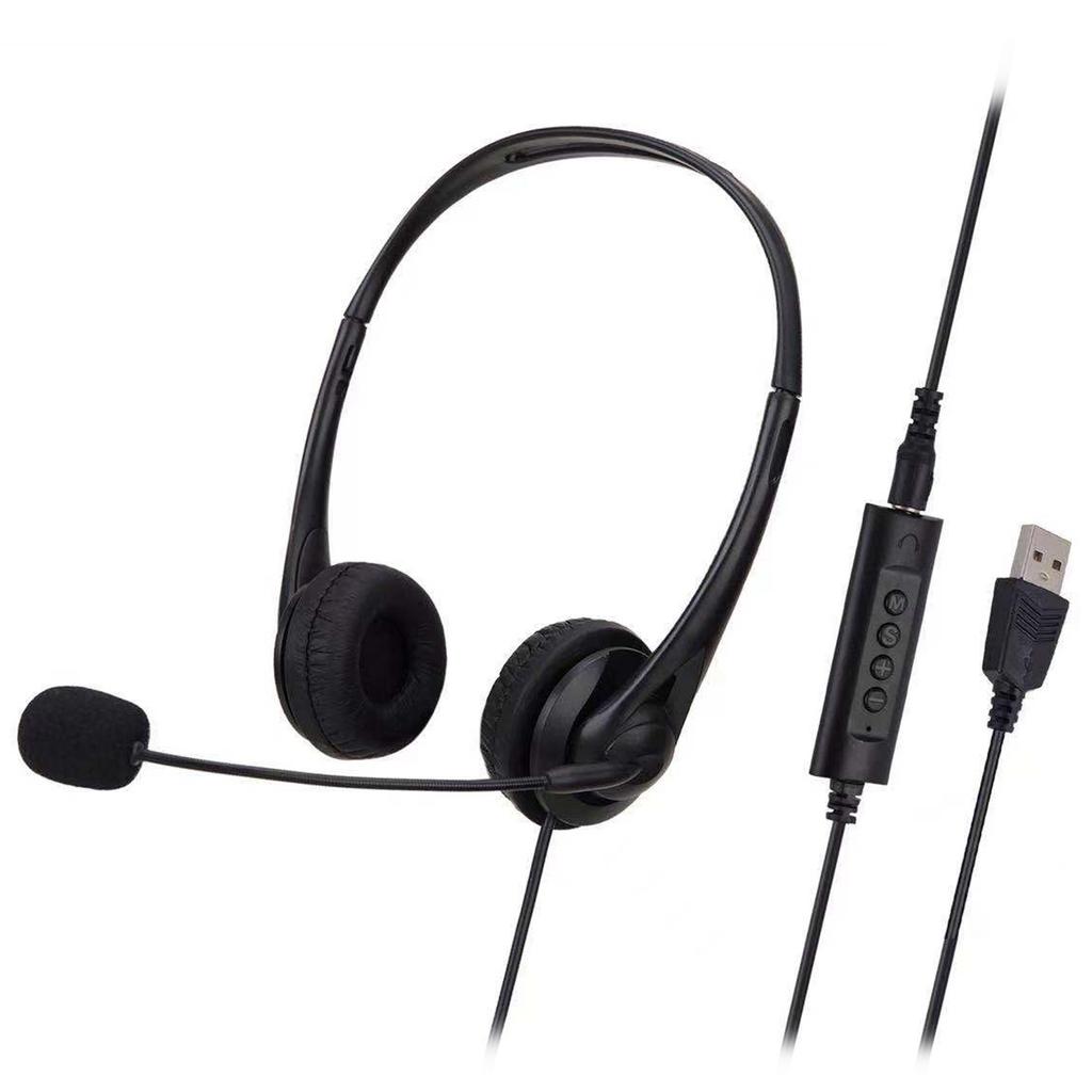 SY490MV Call Center Wired Headset Wired Control USB+3.5MM Port With Microphone Telephone Operator Headphone Noise Canceling for