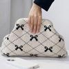 New Crochet Design Knitted Clutch Bag Portable Casual Cosmetic Bag Colorblock Handbag Women