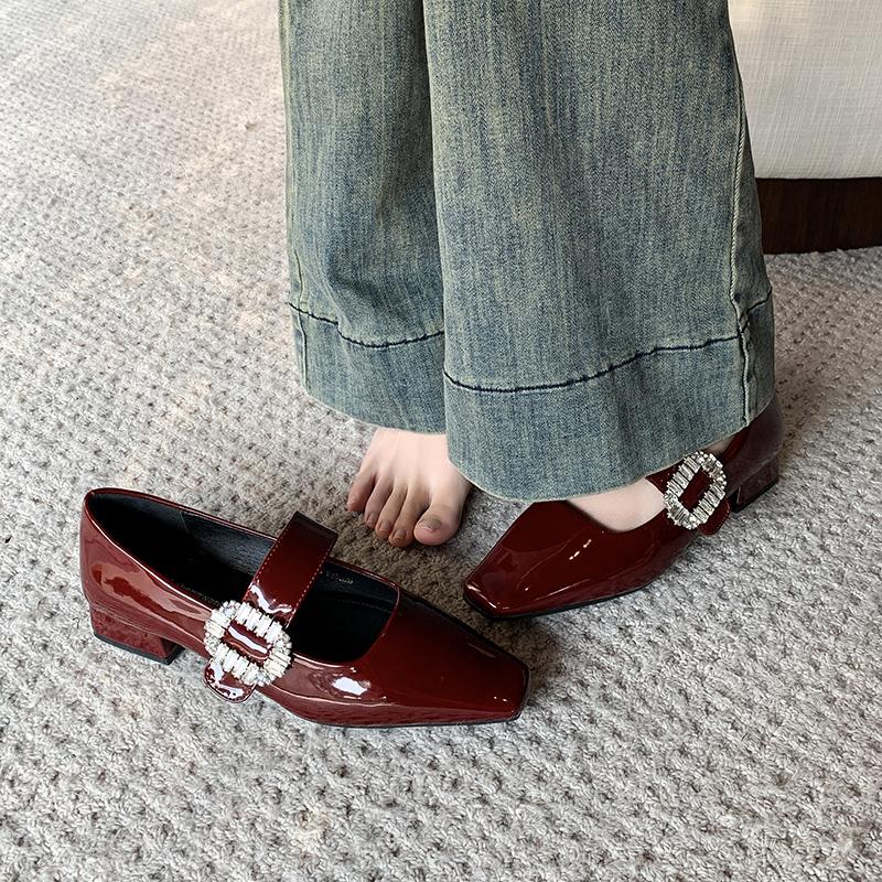 Fashion Red Mary Jane Women Pumps Thick High Heels Shoes Female  Square Toe Shoes Fashion Party Woman Shoes 2025 New