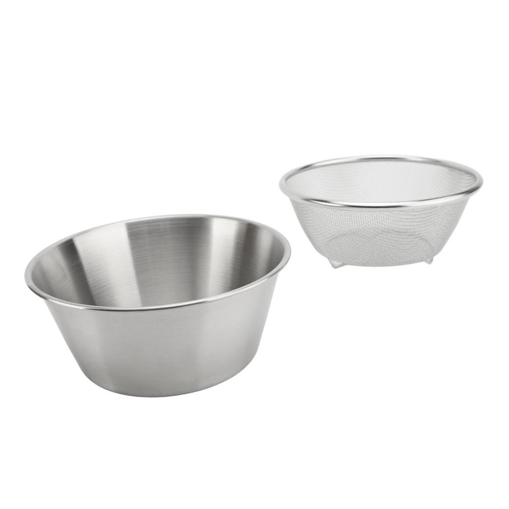 304 Stainless Steel Berry Baskets 16cm/6.3in with Bottom Bracket Colander Mixing Bowl Easy to Clean Portable Strainer Bowl Set
