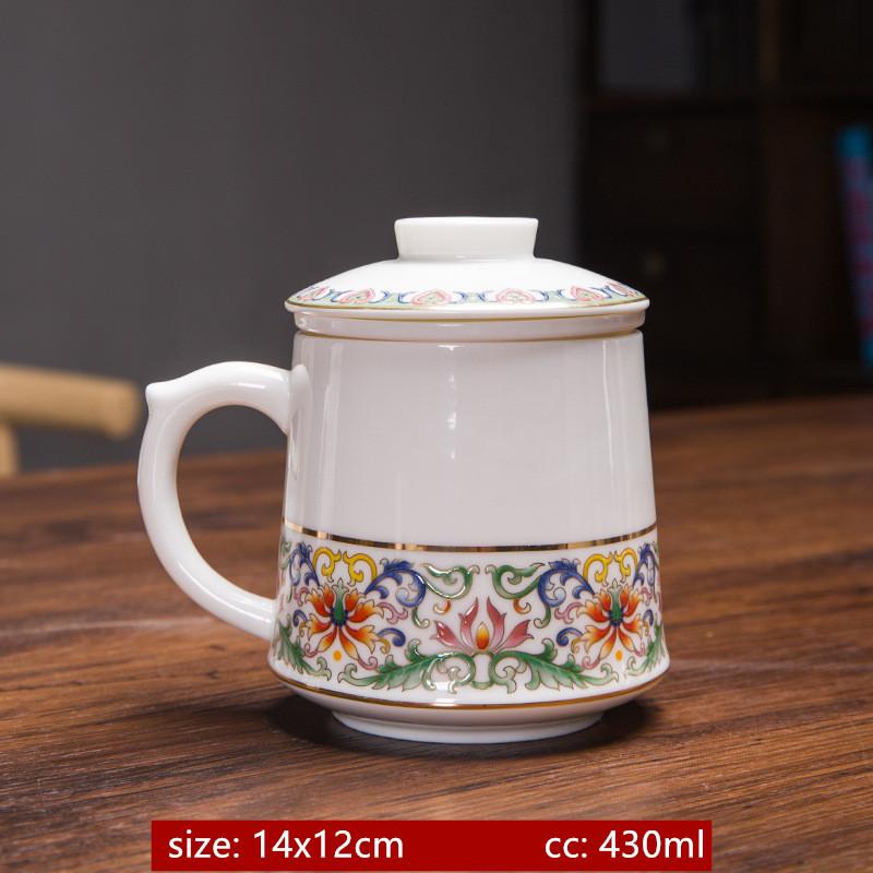 Palace Style Ceramic Master Cup with Lid Enamel Color Tea Cup with Inner Filter Large-capacity Teacup Chinese Tea Set