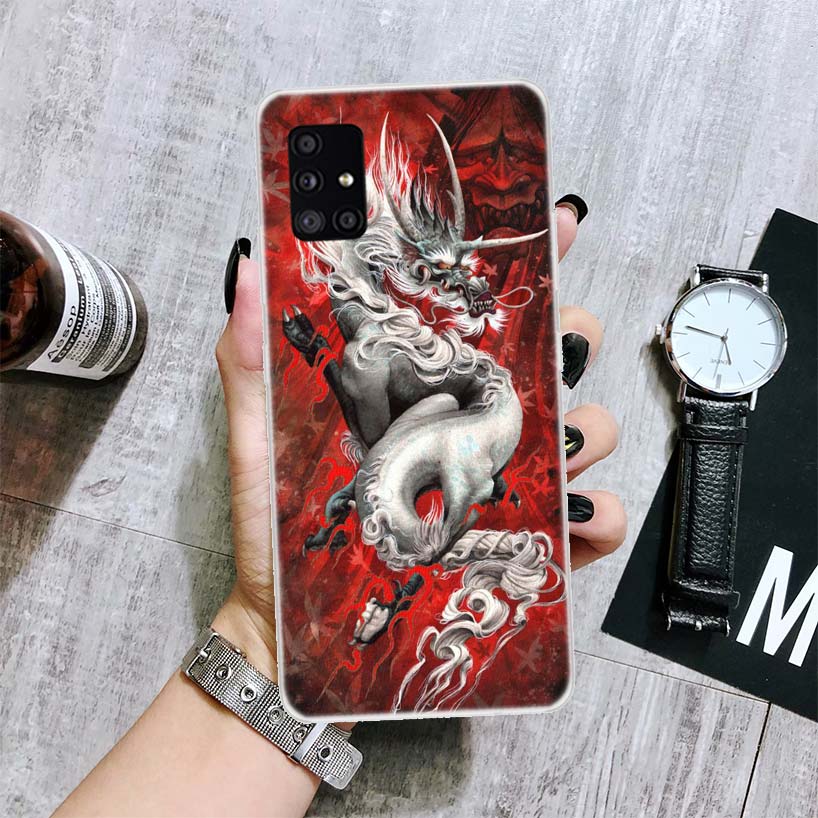 

Чехол для телефона с татуировкой азиатских драконов и животных для Samsung Galaxy A12 A22 A32 A42 A52 A72 A51 A71 5G A41 A31 A21 A02S M12 M21 M31 M30S Samsung A71 5G