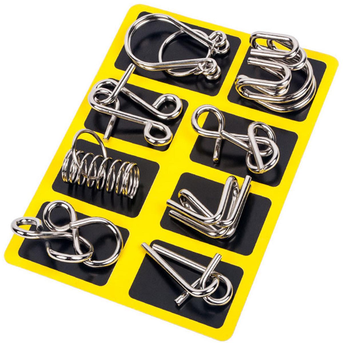 

Набор металлических головоломок из проволоки, 24 шт./набор, IQ, ум, головоломка, снятие стресса, интерактивная игра для родителей и детей, металлическая связь, разблокировка, переплетающиеся игрушки жёлтый