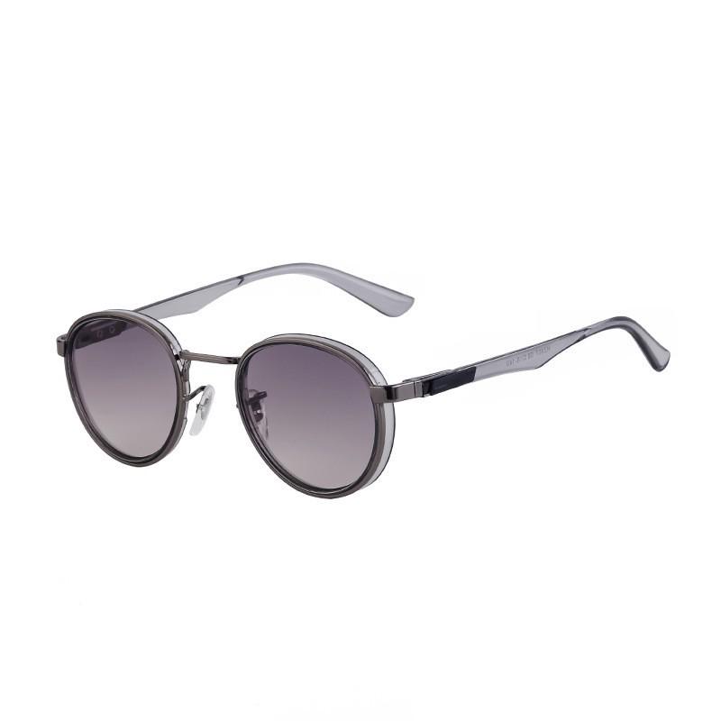 Men's High-End Round Frame Retro Metal Sunglasses - European & American Punk Style, Full-Rim Sun Protection Glasses