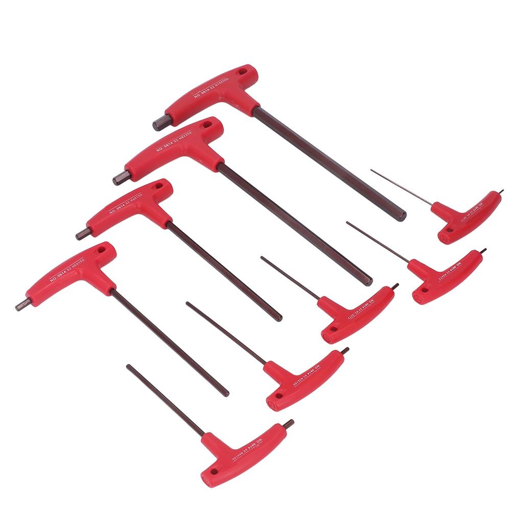 Set 9 Bucăți Chei Hexagonale Metric Mâner T Rezistență la Coroziune S2 Instrument de Strângere Șuruburi pentru Repararea Vehiculelor