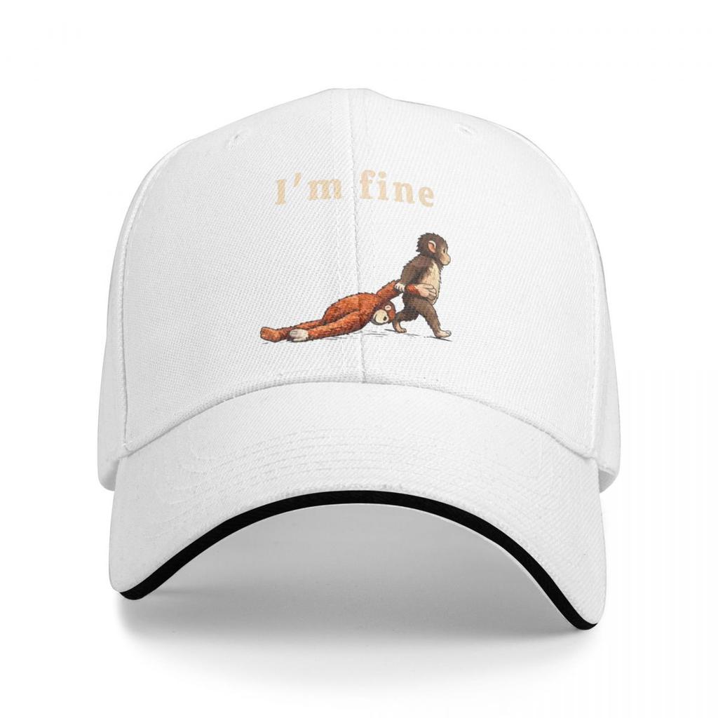 Baseball Caps Sad Monkey Punch Meme With An Orange Toy I'm Fine Awesome Casquette FeUnisex Unisex Outdoor Spring Hats