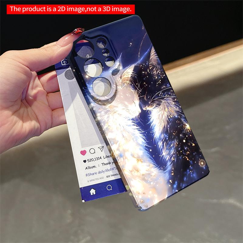 2DFlat Samsung Phone Case Cosmic Cat In Starlight Glow Applicable To Galaxy S23 S24 S25ULTRA S26 A12 A14 A15 A16 A54 A55