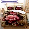 3pcs Custom Name Floral Artwork Printed Bedding Set Duvet Cover Closure Includes 1 Duvet Cover & 2 Pillowcases, Soft and Comfortable for All Seasons.