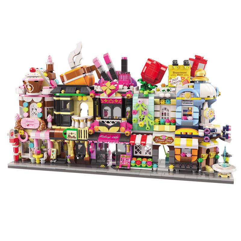 DIY Mini City Funfair Park Shop Store Restaurant Toy Building Blocks Brick Gift
