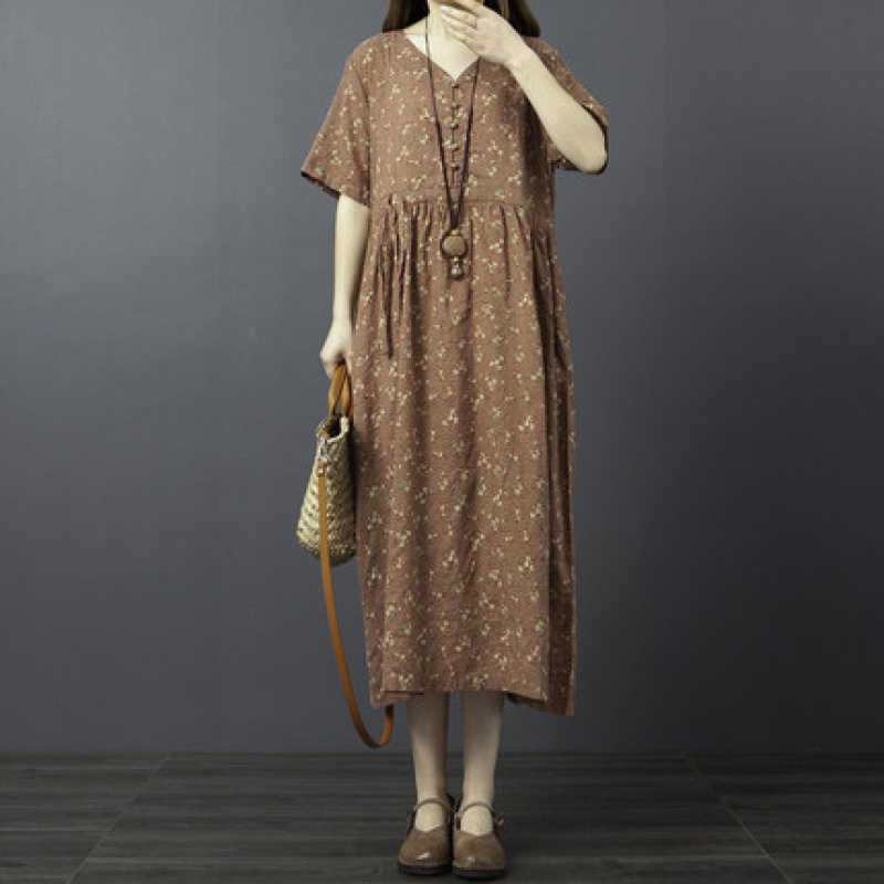 

Summer Floral Dress for Women XL рожевий